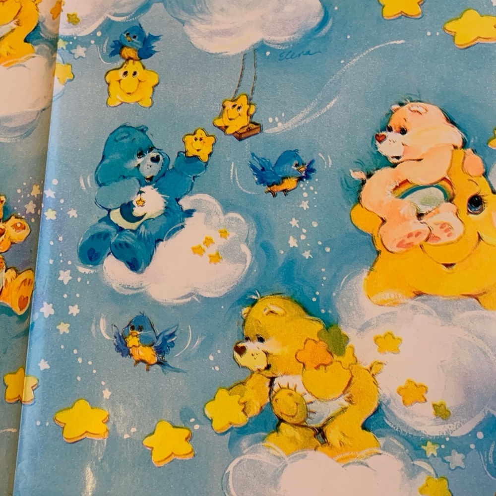 Care Bears American Greetings Vintage Gift Wrap 1 Sheet Wrapping Paper 22x29 in.